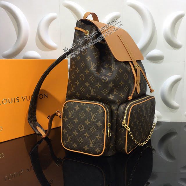 LOUIS VUITTON專櫃新款包包 路易威登Trio雙肩包 LV老花抽繩女士後背包 M44658  ydh4145
